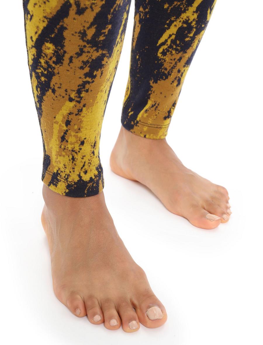 Silent Gold / Clove Women's Icebreaker Merino 250 Vertex Sedimentary Leggings | USA 1528CTVE